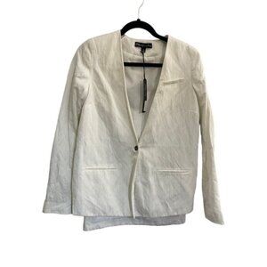 NWT Elizabeth & James Size 2 Ivory Athena Side Slit Blazer Collarless #1831